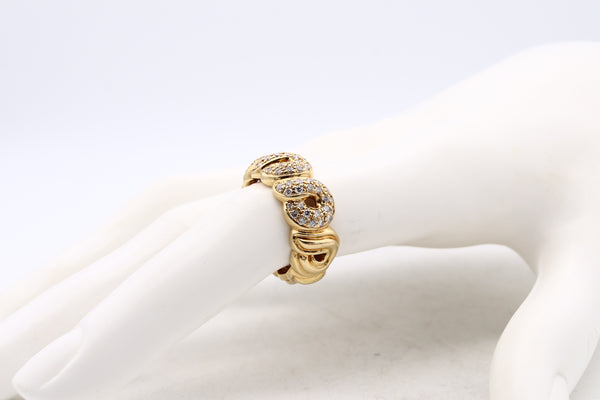 *Boucheron, Paris Vintage half-eternity band ring in 18 kt yellow gold with VS round diamonds