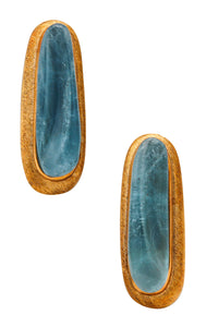 Burle Marx 1968 Brazil Rare Forma Livre Aquamarine Clips Earrings In 18Kt Yellow Gold
