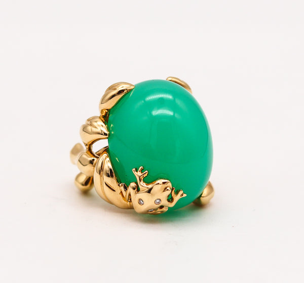 -Christian Dior Paris Gourmande Grenouille Ring In 18Kt Gold With 48.33 Ctw Chrysoprase & Diamonds