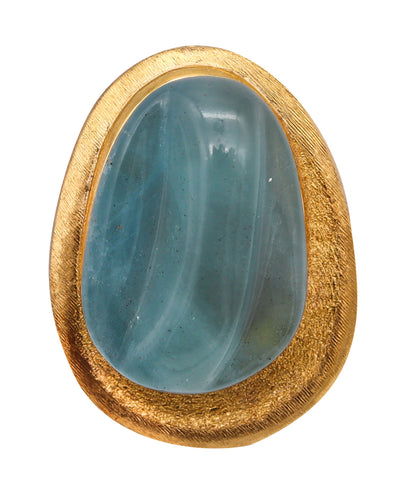 Burle Marx 1968 Brasil Rare Forma Livre Aquamarine Pendant-Brooch In 18Kt Yellow Gold