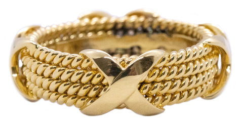 TIFFANY & CO. 18 KT GOLD JEAN SCHLUMBERGER VINTAGE 4 ROPE RING