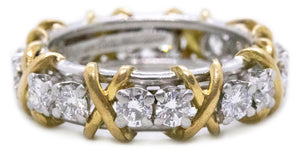 TIFFANY & CO. JEAN SCHLUMBERGER PLATINUM & GOLD ETERNITY RING WITH 1.6 Ctw VS DIAMONDS