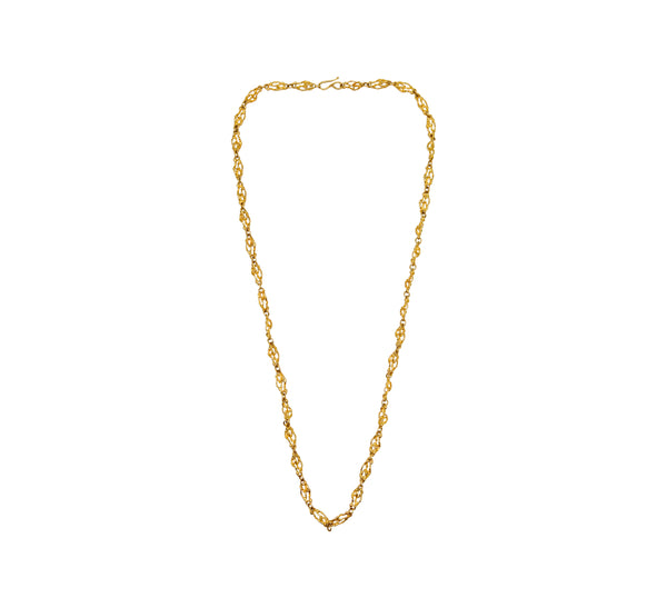 Retro 1970 Modernist Chain With Organic Textured Links In 18Kt Yellow Gold