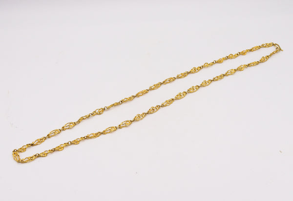 Retro 1970 Modernist Chain With Organic Textured Links In 18Kt Yellow Gold