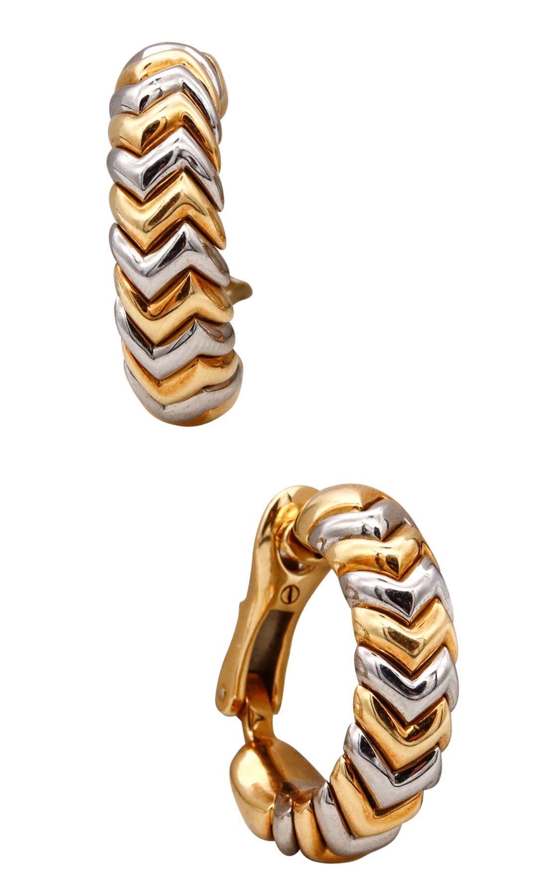 *Bvlgari Roma Spiga collection hoop earrings in two tones of 18 kt gold