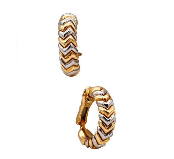 *Bvlgari Roma Spiga collection hoop earrings in two tones of 18 kt gold