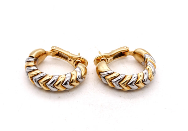 *Bvlgari Roma Spiga collection hoop earrings in two tones of 18 kt gold