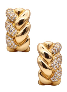 *Cartier Paris Clip-earrings in 18 kt yellow gold with 1.30 Cts in VS diamonds