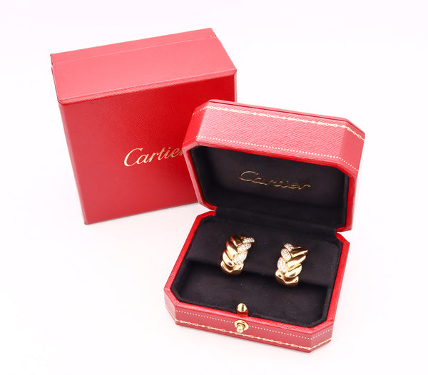*Cartier Paris Clip-earrings in 18 kt yellow gold with 1.30 Cts in VS diamonds