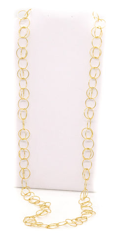 MODERNIST VINTAGE ITALIAN 18 KT GOLD SAUTOIR NECKLACE WITH GEOMETRIC CIRCLES