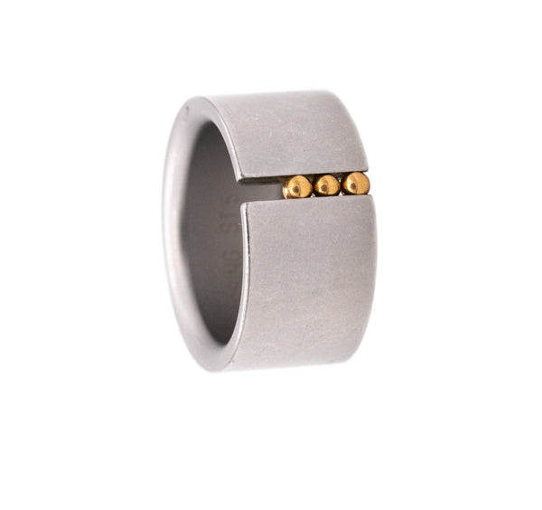 NIESSING KINETIC ABAKUS RING IN STAINLESS STEEL AND 18 KT YELLOW GOLD