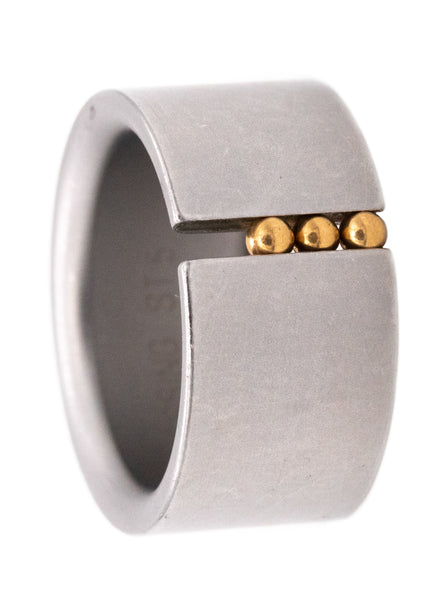 NIESSING KINETIC ABAKUS RING IN STAINLESS STEEL AND 18 KT YELLOW GOLD