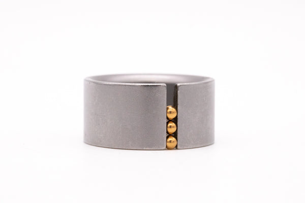 NIESSING KINETIC ABAKUS RING IN STAINLESS STEEL AND 18 KT YELLOW GOLD