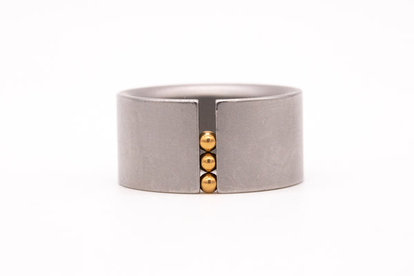 NIESSING KINETIC ABAKUS RING IN STAINLESS STEEL AND 18 KT YELLOW GOLD