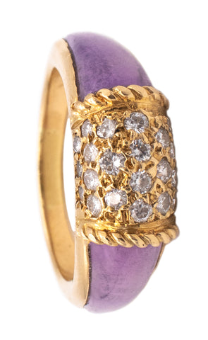 VAN CLEEF & ARPELS 1960 RARE PHILIPPINE RING WITH DIAMONDS AND AMETHYST