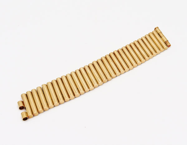 Italian Post War 1950 Retro Modern Geometric Bracelet In Solid 14Kt Yellow Gold