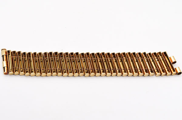 Italian Post War 1950 Retro Modern Geometric Bracelet In Solid 14Kt Yellow Gold