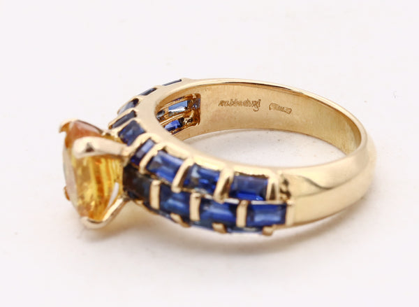 (S)Sabbadini Milano Jeweled Ring In 18Kt Yellow Gold With 4.49 Cts In Blue And Yellow Sapphires
