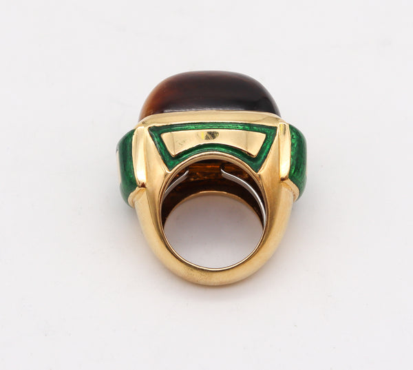 -David Webb 1970 Vintage Cocktail Ring In 18Kt Yellow Gold With Tiger Eye Quartz