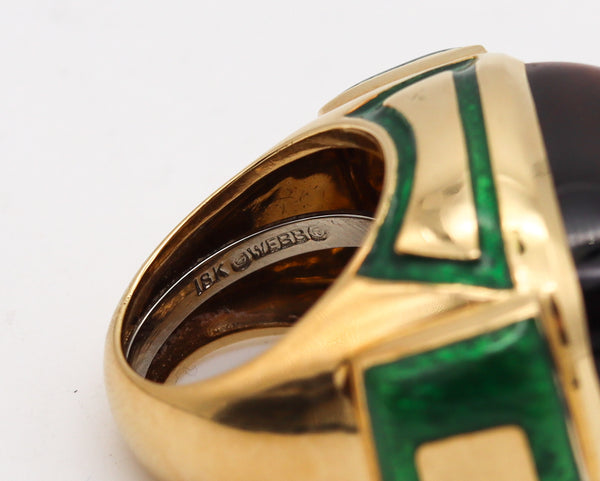 -David Webb 1970 Vintage Cocktail Ring In 18Kt Yellow Gold With Tiger Eye Quartz