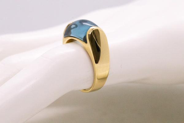 BVLGARI ITALY 18 KT GOLD TROCHETTO RING WITH 8.5 Cts BLUE AQUAMARINE
