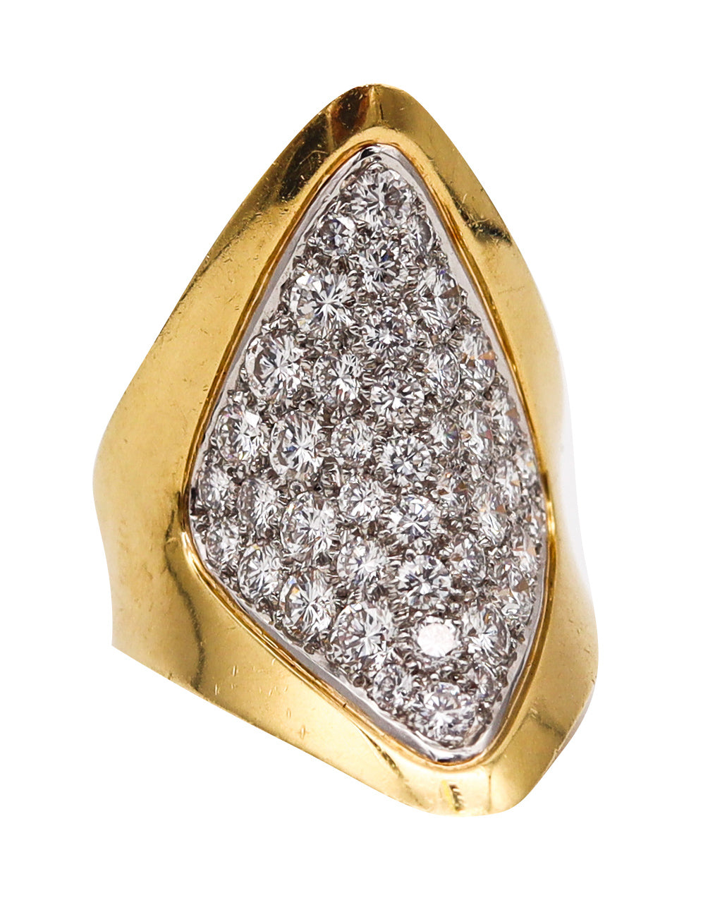 -French 1970 Aerodynamic Ring In 18Kt Gold Platinum With 3.87 Ctw In Diamonds