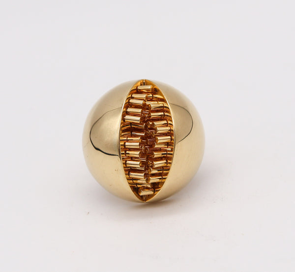 -Pol Bury Belgium 1968 2002 Sculptural Kinetic Mezzaluna Ring In 18Kt Yellow Gold