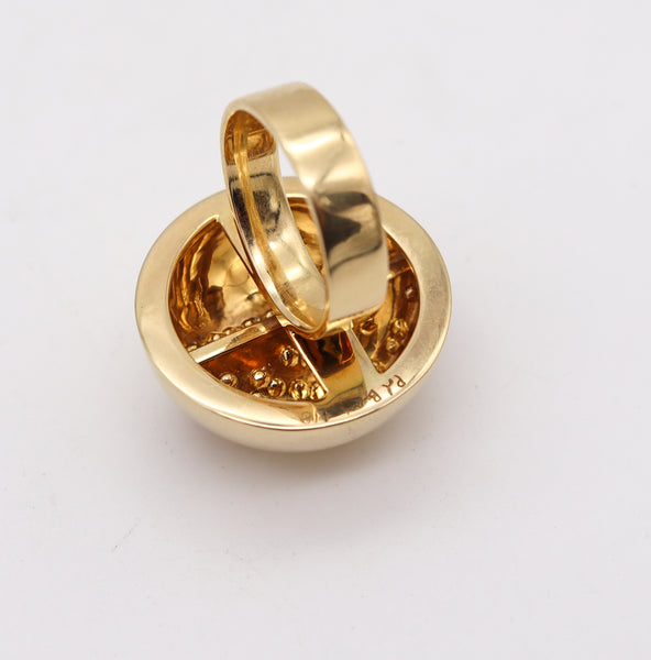 -Pol Bury Belgium 1968 2002 Sculptural Kinetic Mezzaluna Ring In 18Kt Yellow Gold