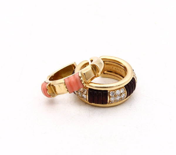 *Boucheron Paris Convertible Pluriel ring in 18 kt gold with VS diamonds wood & coral