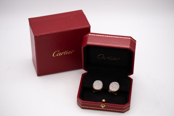 Cartier 1970 Paris By Dinh Van 18Kt & Platinum Oval Earrings With 3.04 Ctw In VS Diamonds