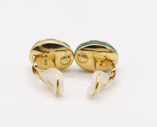 -Tiffany Co 1977 By Angela Cummings Dots Earrings In 18Kt Yellow Gold With Green Jade