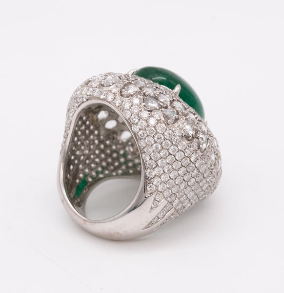 Mouawad Modern Cocktail Ring In 18Kt With 18.66 Ctw In Diamonds And Emerald