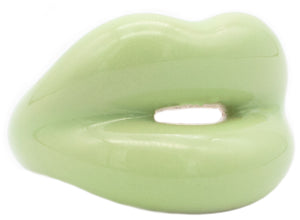 Solange Azagury Partridge British Hot Lips Ring In .925 Sterling Silver With Vivid Green Enamel