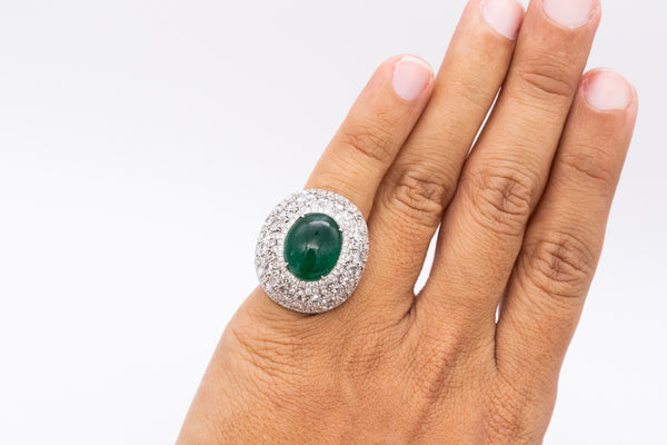 Mouawad Modern Cocktail Ring In 18Kt With 18.66 Ctw In Diamonds And Emerald