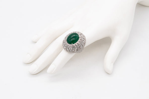 Mouawad Modern Cocktail Ring In 18Kt With 18.66 Ctw In Diamonds And Emerald