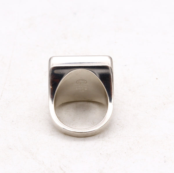 *Georg Jensen Aria signet squared ring in solid polished .925 sterling silver