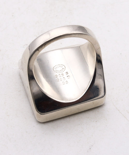 *Georg Jensen Aria signet squared ring in solid polished .925 sterling silver