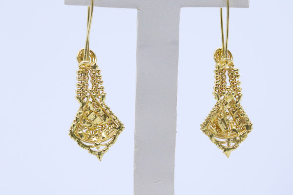 HAND MADE 21 KT GOLD ORIENTALISM HANGING EARRINGS