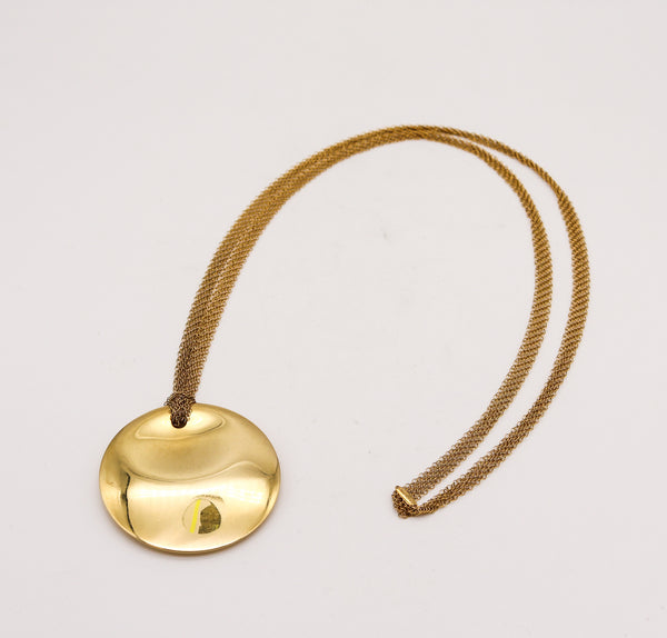 -Tiffany & Co. 1982 Elsa Peretti Round Disc Mesh Necklace in 18Kt Yellow Gold
