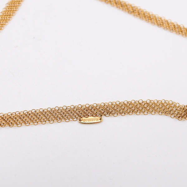 -Tiffany & Co. 1982 Elsa Peretti Round Disc Mesh Necklace in 18Kt Yellow Gold