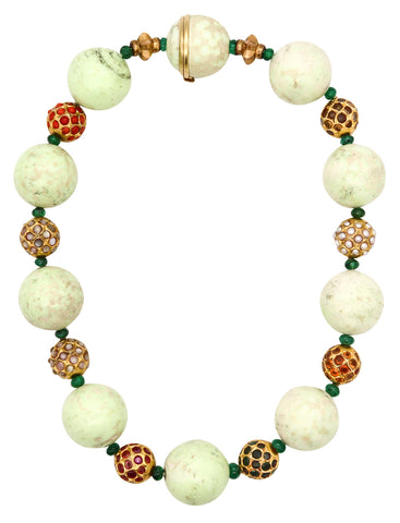 Sabbadini Milano Agate Beads Necklace In 18Kt Yellow Gold With 45 Cts Of Natural Gemstones