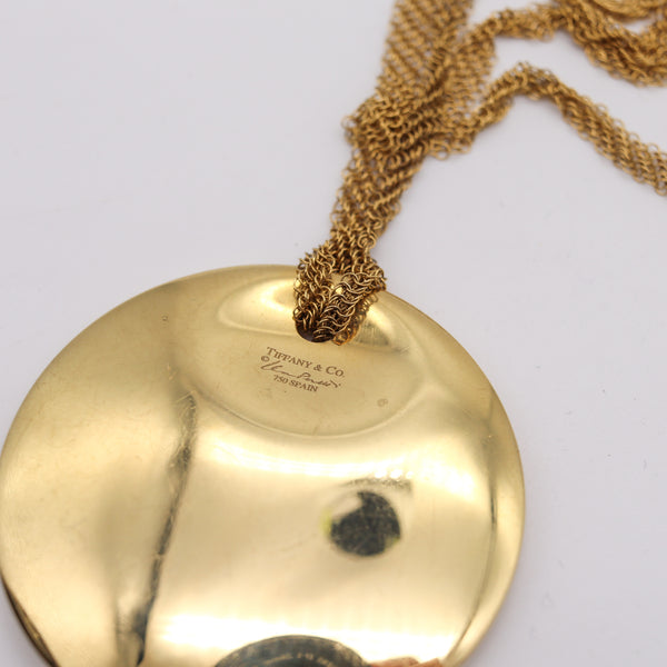 -Tiffany & Co. 1982 Elsa Peretti Round Disc Mesh Necklace in 18Kt Yellow Gold