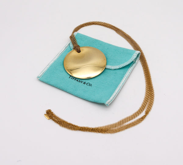 -Tiffany & Co. 1982 Elsa Peretti Round Disc Mesh Necklace in 18Kt Yellow Gold