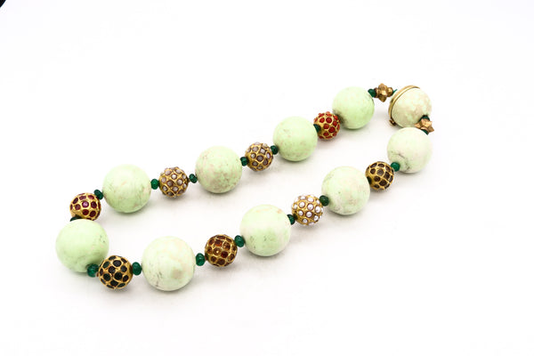 Sabbadini Milano Agate Beads Necklace In 18Kt Yellow Gold With 45 Cts Of Natural Gemstones