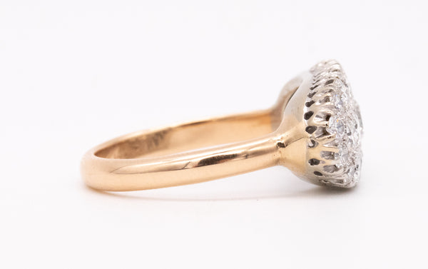 ART DECO 1940'S COCKTAIL RING IN 14 KT GOLD WITH 3.02 Cts IN VS DIAMONDS
