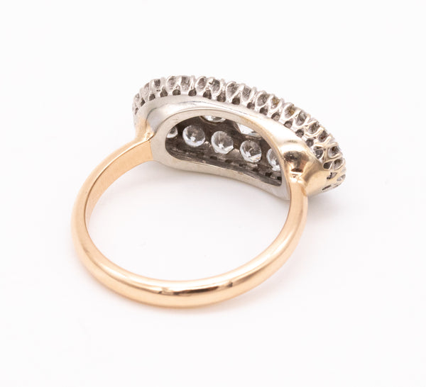 ART DECO 1940'S COCKTAIL RING IN 14 KT GOLD WITH 3.02 Cts IN VS DIAMONDS