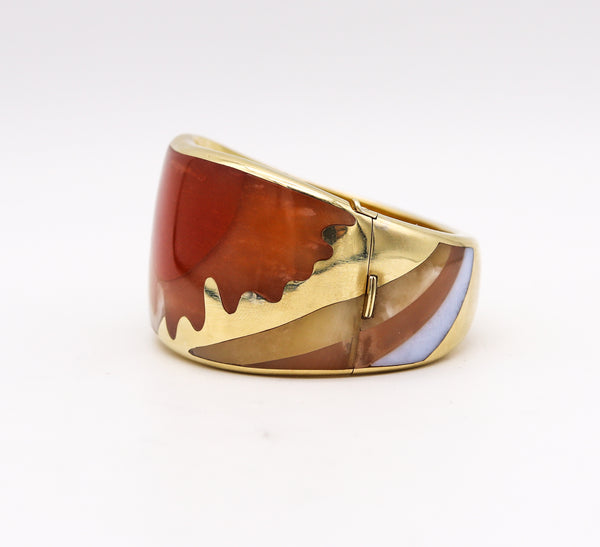 -Tiffany Co 1977 Angela Cummings Abstracts Bangle In 18Kt Gold With Inlaid Agates