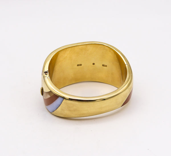 -Tiffany Co 1977 Angela Cummings Abstracts Bangle In 18Kt Gold With Inlaid Agates