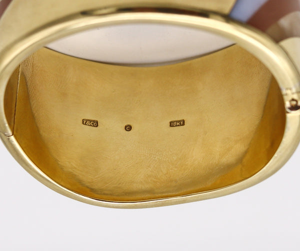 -Tiffany Co 1977 Angela Cummings Abstracts Bangle In 18Kt Gold With Inlaid Agates