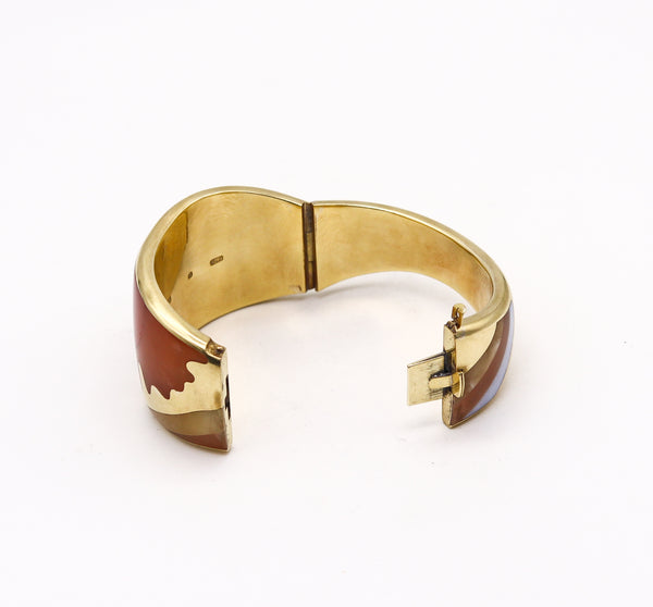 -Tiffany Co 1977 Angela Cummings Abstracts Bangle In 18Kt Gold With Inlaid Agates
